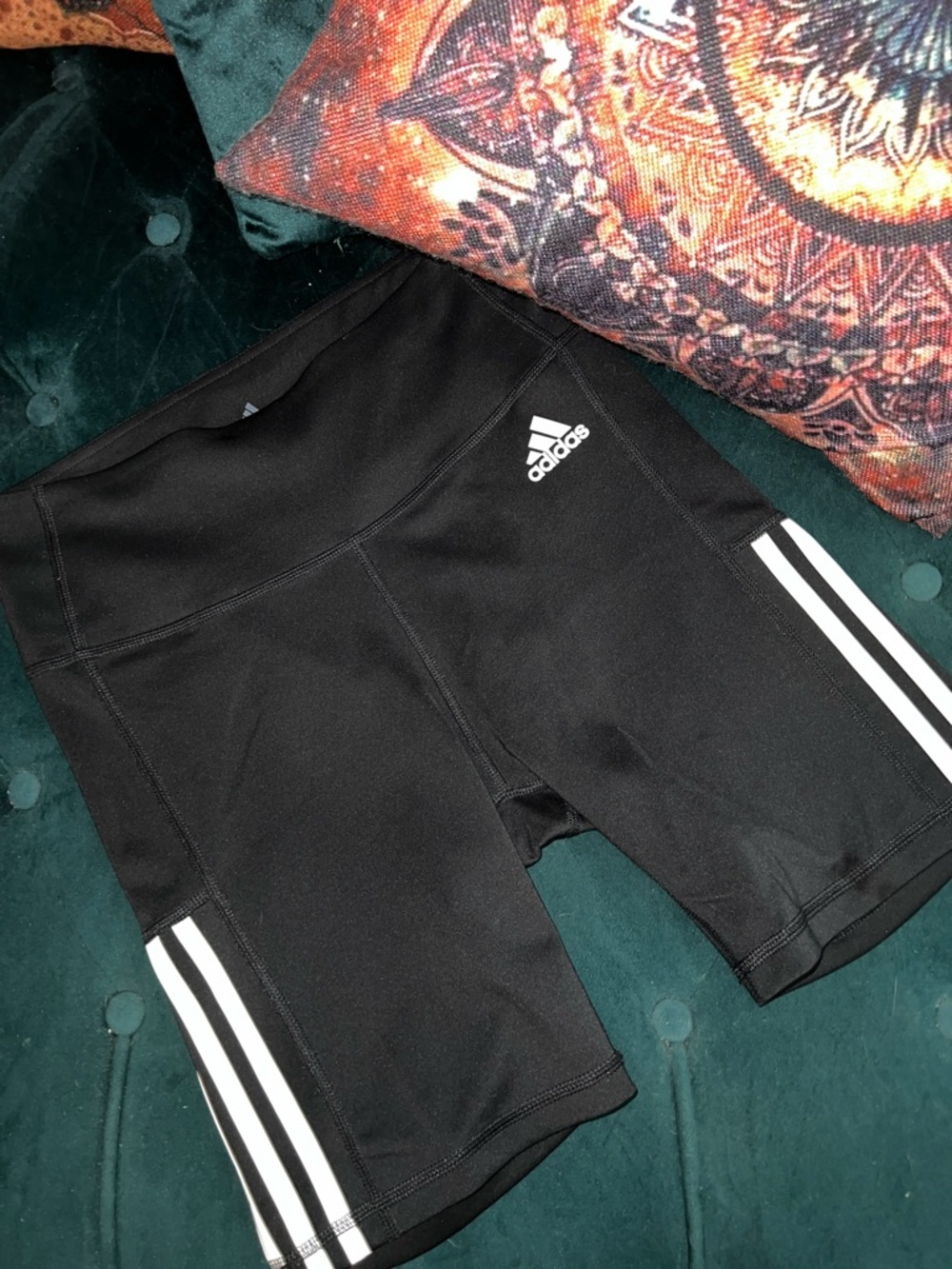 adidas Black Bike Shorts with White Three-Stripes